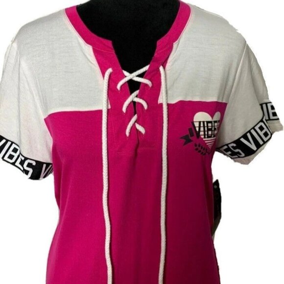 No Boundaries Summer Vibes TShirt Top Size L Colorblock Spellout Short Sleeve - Picture 5 of 7